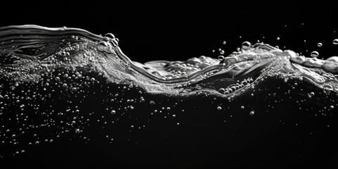 A striking black and white image of a powerful water wave. Suitable for various design projects
