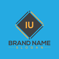IU Letter Logo Design with Square shape design