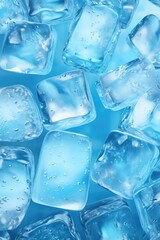 A bunch of ice cubes on a blue surface, suitable for various concepts