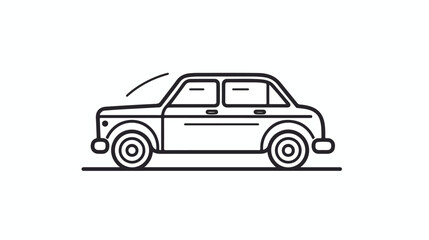 Car flat line icon on white background. Side vehicle