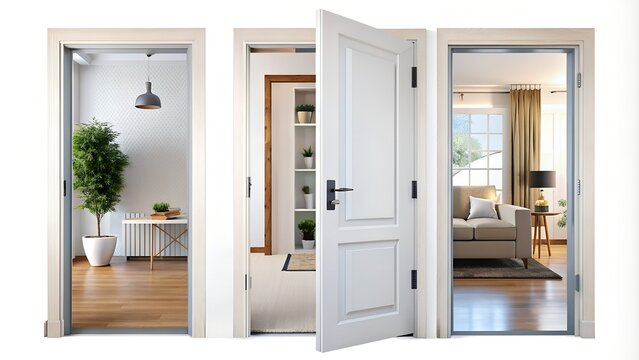 Home Door Elements for Open and Close Isolated on Transparent Background
