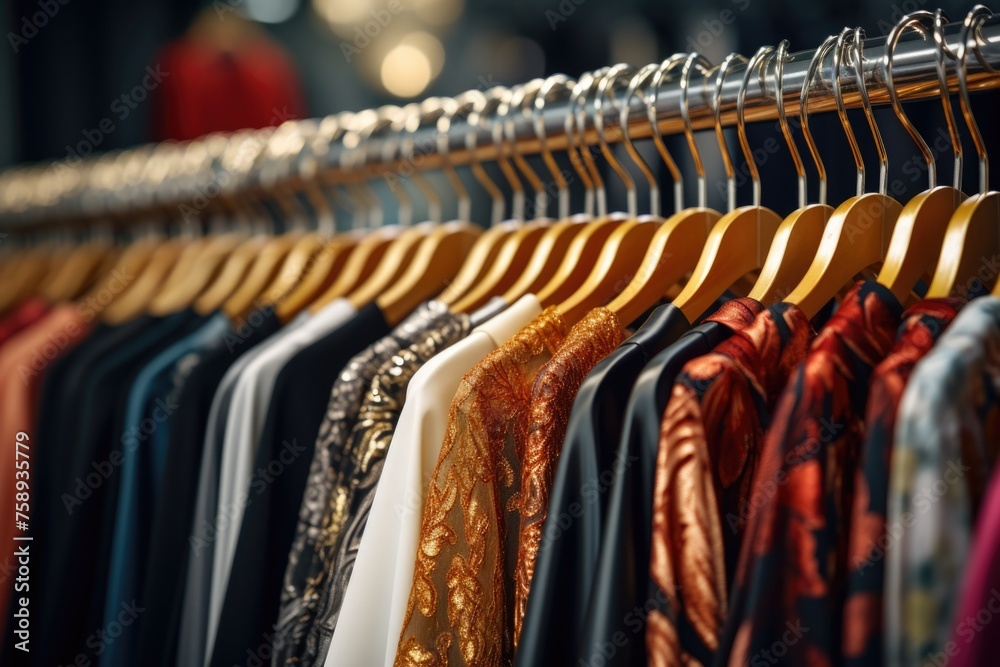 Canvas Prints Row of clothes on a rack, perfect for fashion design projects