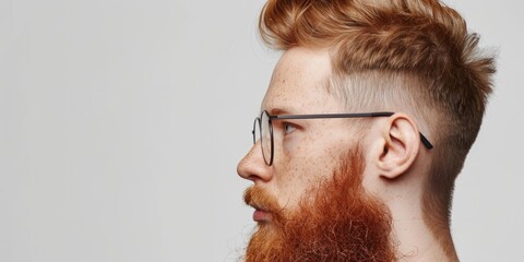 A man with a red beard and glasses, suitable for business or casual concepts - obrazy, fototapety, plakaty
