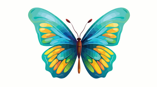 Cartoon colorful hand drawn butterfly flying vector