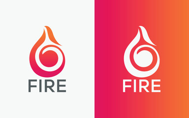 Obraz premium Minimalist Fire flame vector logo. Modern colorful Bonfire vector logo. abstract colorful Fire logo