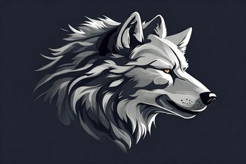 The graceful depiction of a powerful wolf in a minimalistic vector logo, captured with remarkable...