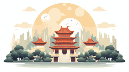 Obraz premium Chinese style landmark building to celebrate Mid Aut