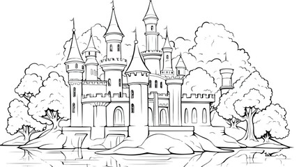 Coloring page  Cartoon fairy tale  illustration fo