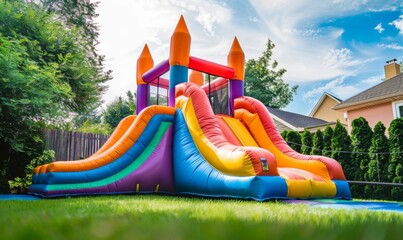 Ñolorful backyard play slide invites children to play in a safe environment