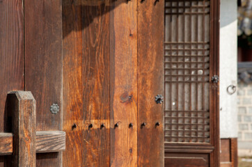 View of the doors in the traditional Korean house