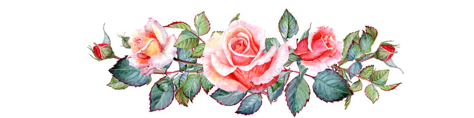 Roses in A horisontal garland