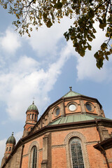 Low-angle view of the cathedral in Jeonju