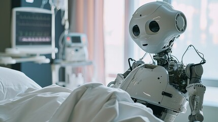 Innovative Healthcare Robot Assisting with Patient Recovery in a Modern Medical Facility