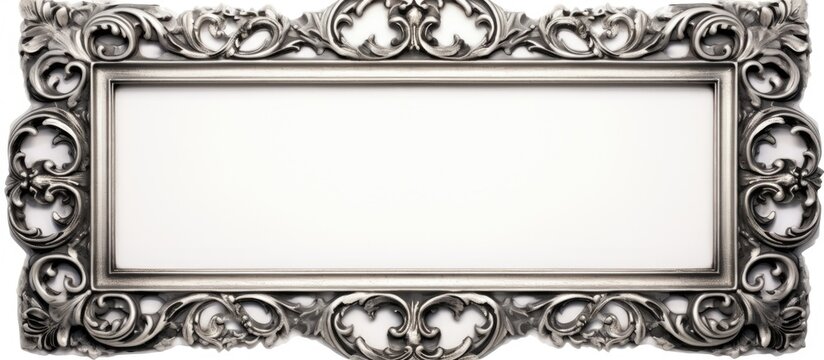 Silver frame for artwork or images on white backdrop