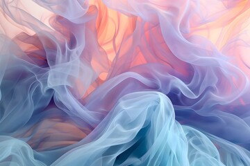 Ethereal Pastel Fabrics Swirling in a Dreamy Digital Art Composition
