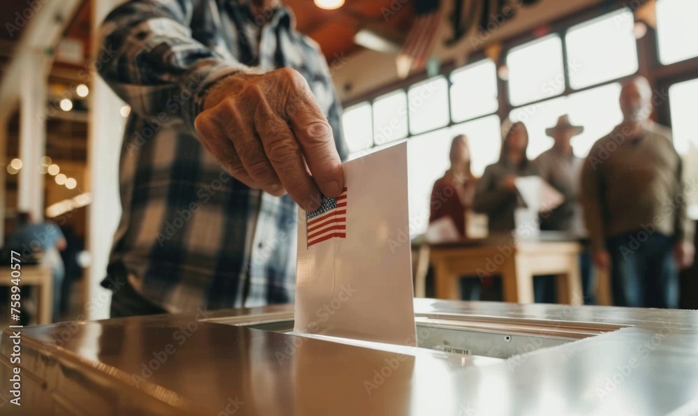 Wall mural Voter places his ballot in a secure box