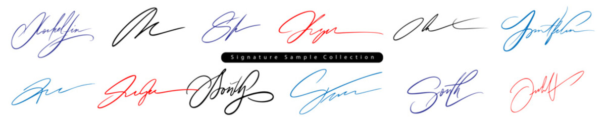 signature sample collection. dummy sign - obrazy, fototapety, plakaty