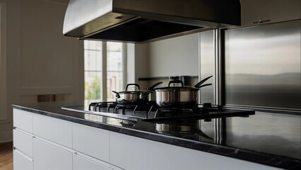 modern kitchen interior with stove