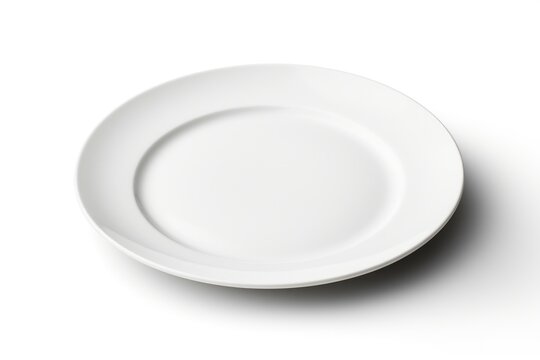 Minimalistic white plate on a clean white background. Perfect for food photography or product displays