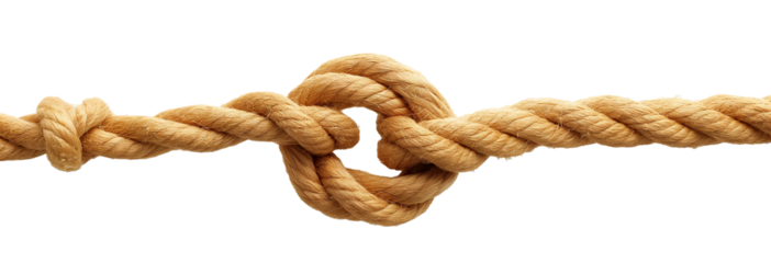 Sturdy rope knot isolated on transparent background