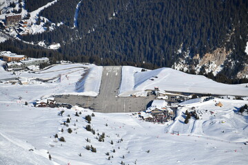 Courchevel airport by winter 