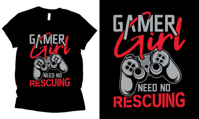 gamer girls need no rescuing wone video games  t-shirt design