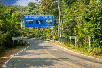 Beautiful landscape Mae Hong Son, Thailand Sign Welcome to Mae Hong Son on national highway between Chiang Mai-Mae Hong Son Thailand