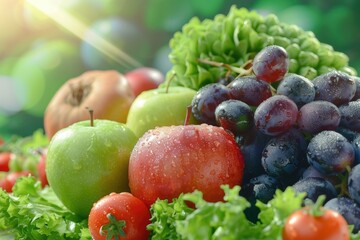 A variety of colorful fruits and vegetables, ideal for healthy eating concepts