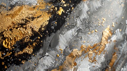Luxury abstract art with plush textures and elegant gold and silver accents