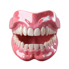Obraz premium Dentures or false teeth of orthodontics dentistry medicine 3d illustration, isolated on transparent background