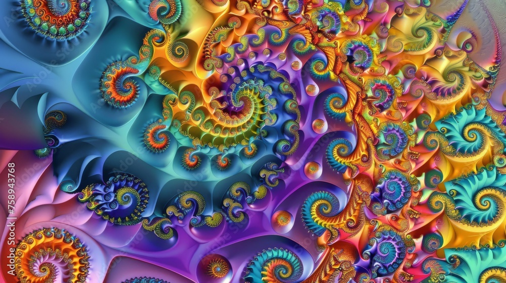 Wall mural psychedelic abstract art with spiraling patterns and vivid colors.