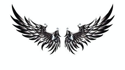 Diamons with wings black and white .. flat vector 