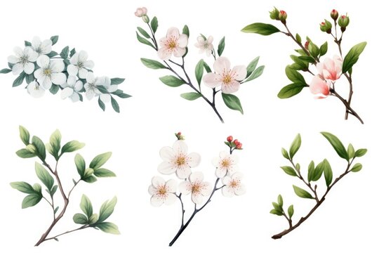 Colorful flowers blooming on a tree branch, perfect for nature-themed designs