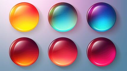 A collection of four different colored glass buttons, perfect for web design projects