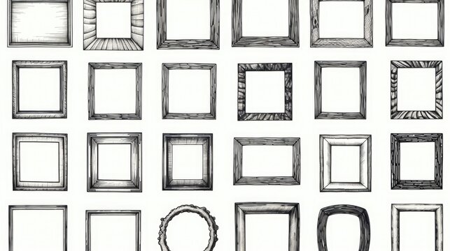 A variety of picture frames on display, perfect for interior design projects