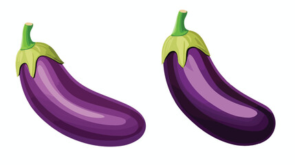 Eggplants Clipart Vector On White Background flat vector
