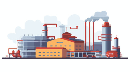 Factory or Industrial Building Flat Design style icon