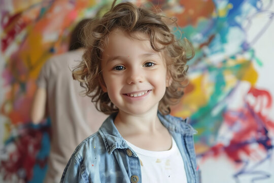 portrait of a smiling child who paints