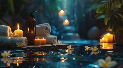 
A wellness and relaxation scene set in a spa, featuring elements of aromatherapy and soothing...