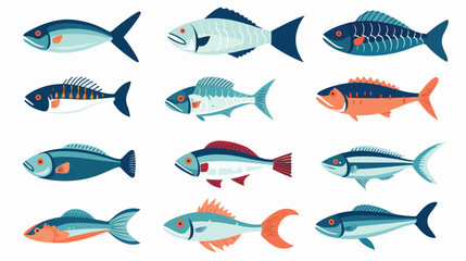 Fish icon vector design template flat vector