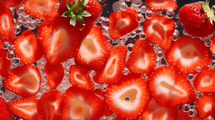 a group of strawberries in water
