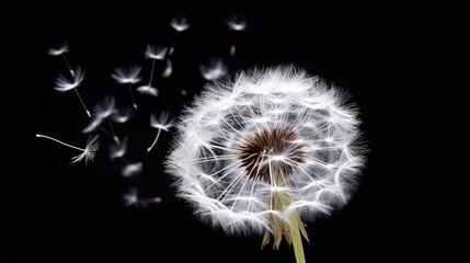 Dandelion seeds being carried by the wind, suitable for nature-themed designs