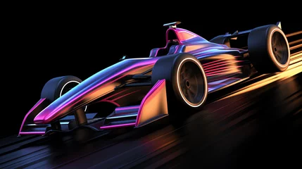 Poster a race car with pink and purple stripes © Sergiu