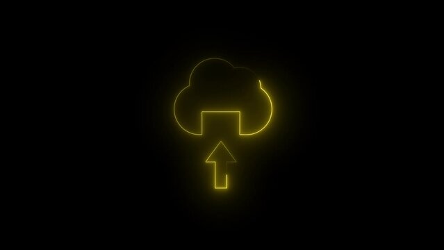 neon Animated by cloud download icon animation concept file