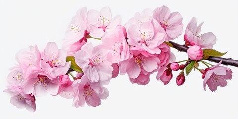 Close up of a pink flower on a branch, perfect for botanical illustrations