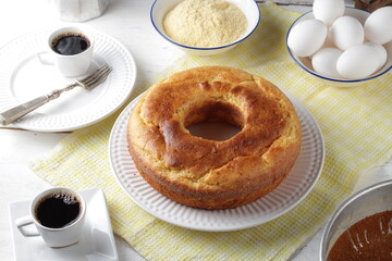 coffee, tra, bread, cake