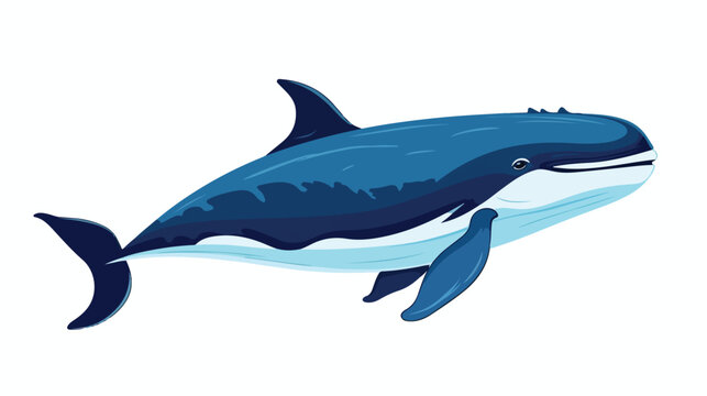 Flat icon whale. Full length  flat vector 