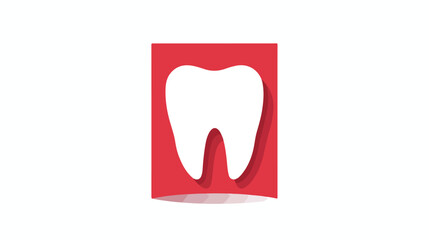 Flat paper cut style icon of tooth. Dentistry symbol