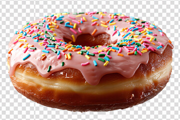Colourful Confections Vibrant Donuts Arranged Artfully pink donuts decorated topper icing, colorful sprinkles