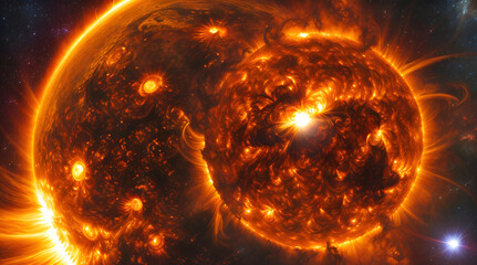 Solar Flare, Mass Ejection Space Sun Explosion Illustration Image - obrazy, fototapety, plakaty
